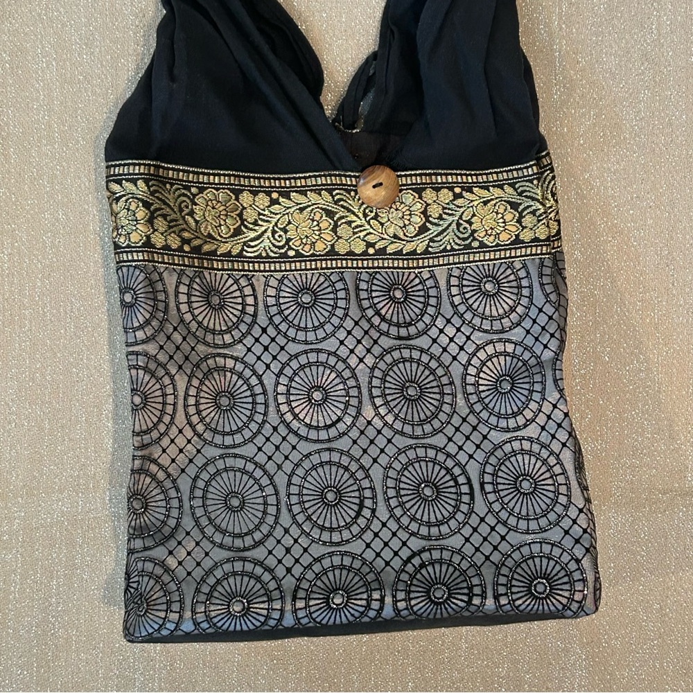 Silver and gold printed tote bag - Picture 3 of 5
